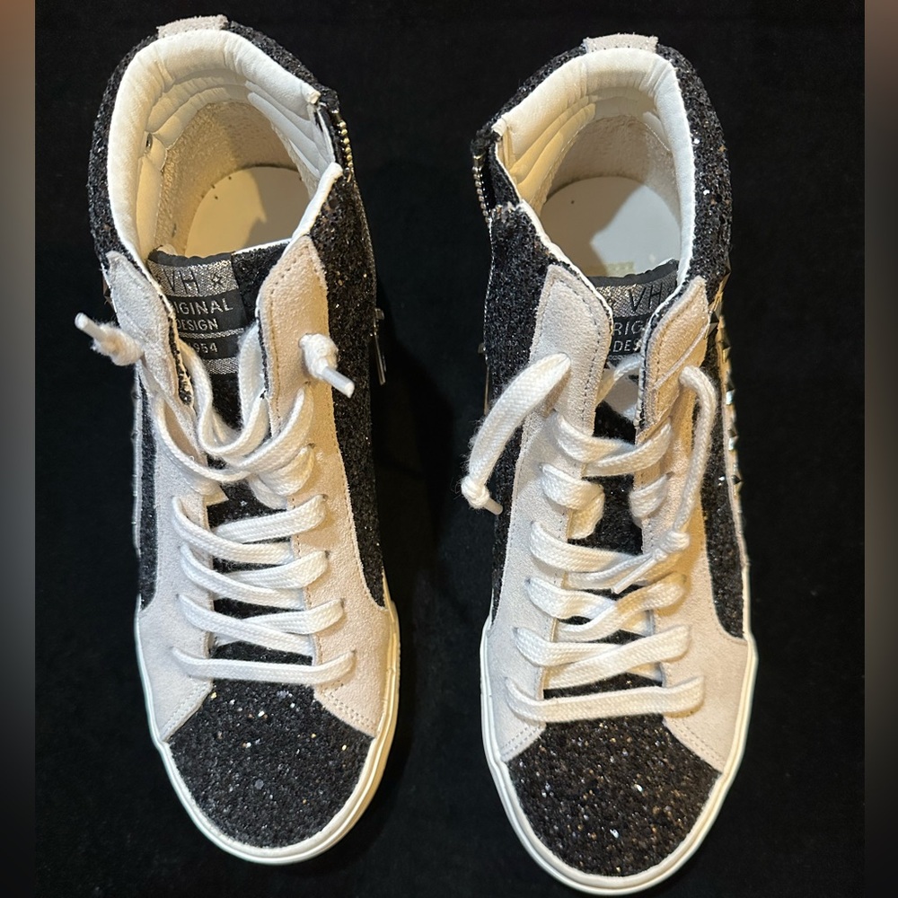 Vintage Havana Black and White Glitter Sneakers